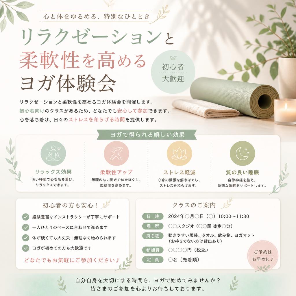 2. ヨガ体験会で心をリフレッシュ！